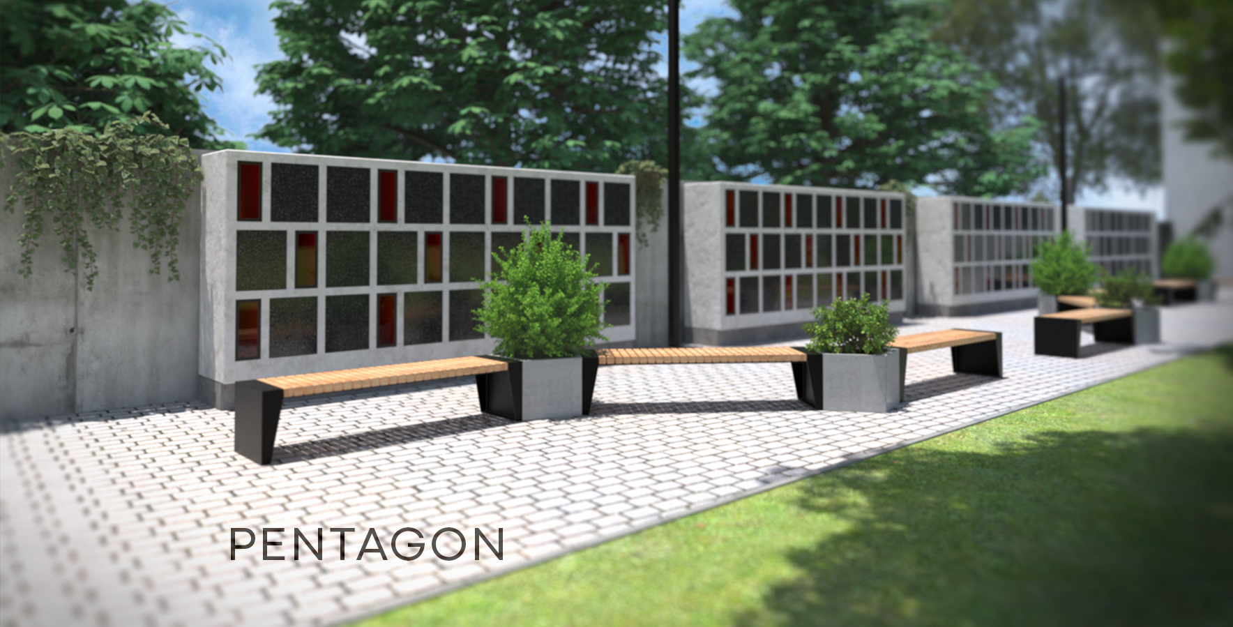 Vizualizácia, lavička Pentagon